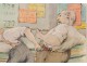 Watercolor humortistique billiard players Augustus twentieth Soup