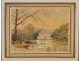 Watercolor landscape castle Bellanger R.de Capol 20th