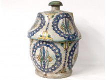 Jobbana polychrome faience butter pot Morocco Maghreb Fez Morocco XIXth