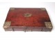 Writing case of travel box embossed leather gilded brass seventeenth eighteenth century