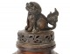 Japan bronze lion fragrance burner Fô birds landscape flowers signed nineteenth century