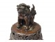 Japan bronze lion fragrance burner Fô birds landscape flowers signed nineteenth century