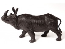 Animal rhinoceros bronze sculpture late nineteenth century