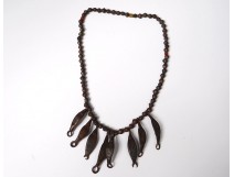 African bronze necklace beads metal palmettes Africa XIXth collection