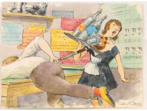 Humor watercolor Billiards Waitress twentieth Soup