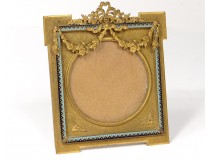 Picture frame Louis XVI gilt bronze enamel flowers knot enamel nineteenth