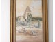 Small watercolor landscape Alexis de Broca Manor Clisson chickens Loire twentieth