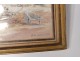 Small watercolor landscape Alexis de Broca Manor Clisson chickens Loire twentieth