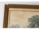 Small watercolor landscape Alexis de Broca Manor Clisson chickens Loire twentieth