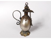 Mother-of-pearl bottle gold metal ewer miniature XIXth century