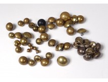 Lot 48 antique buttons brass metal Paris collection nineteenth century