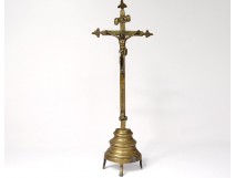 Crucifix Christ cross gilt bronze XVIIth century