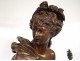 Large bronze sculpture La Cigale Carrier-Belleuse 92cm XIXth century