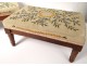 Pair of Footrest Directoire walnut carved tapestry flowers eighteenth