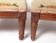 Pair of Footrest Directoire walnut carved tapestry flowers eighteenth