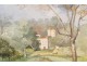 Watercolor House Castle South of France twentieth