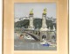 Watercolor gouache view bridge Alexandre III Paris Seine Tristani twentieth century