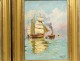 Pair HSP paintings marine boats fishing sailboats Mediterranean painting twentieth