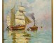 Pair HSP paintings marine boats fishing sailboats Mediterranean painting twentieth