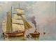 Pair HSP paintings marine boats fishing sailboats Mediterranean painting twentieth