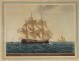 Watercolor marine boat Dutch flute Marseille JJ. Baugean 1816 Nineteenth