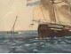 Watercolor marine boat Dutch flute Marseille JJ. Baugean 1816 Nineteenth