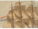 Watercolor marine boat Dutch flute Marseille JJ. Baugean 1816 Nineteenth