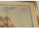 Watercolor marine boat Dutch flute Marseille JJ. Baugean 1816 Nineteenth