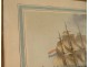 Watercolor marine boat Dutch flute Marseille JJ. Baugean 1816 Nineteenth