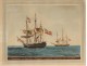 Watercolor marine frigate vessel English Marseille JJ. Baugean 1816 Nineteenth