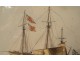 Watercolor marine frigate vessel English Marseille JJ. Baugean 1816 Nineteenth