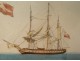 Watercolor marine frigate vessel English Marseille JJ. Baugean 1816 Nineteenth