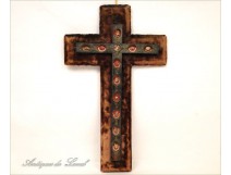 Cross crucifix wooden reliquary, nineteenth