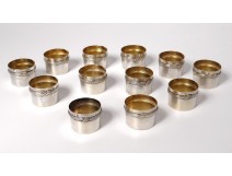 12 sterling silver glass holders Minerva goldsmith Deutsch silver 224gr XXth