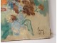 HST painting still life bouquet flowers signed Lang 1935 painting twentieth century