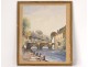 Watercolor Quimperlé washerwomen women bridge Lovignon Brittany Finistère twentieth