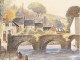 Watercolor Quimperlé washerwomen women bridge Lovignon Brittany Finistère twentieth