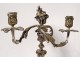 Pair candelabra 3 lights Louis XV bronze silver shells candle holders eighteenth