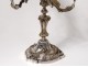 Pair candelabra 3 lights Louis XV bronze silver shells candle holders eighteenth