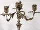 Pair candelabra 3 lights Louis XV bronze silver shells candle holders eighteenth