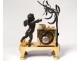 Pendulum bronze cherub Love mucisian zither globe I Empire clock nineteenth