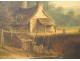 Table clock HST landscape countryside steeple chapel French school nineteenth