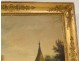 Table clock HST landscape countryside steeple chapel French school nineteenth