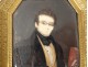 Miniature painted portrait bourgeois man scholar frame brass nineteenth century