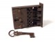 Lock old wrought iron key triangle chest door property XVIth XVII