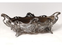 Oval planter bronze silver Victor Saglier shells Art Nouveau XIXth