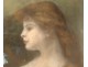 Pastel drawing painting portrait young woman signed Art Nouveau XIXth century