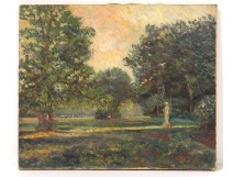 HST table landscape park garden trees statue signed painting nineteenth twentieth