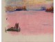 Drawing pastel Remo Wolf view Venice Grand Canal dedication Van Leyden 1958