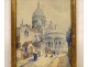 Watercolor Paris Montmartre Sacre Coeur twentieth